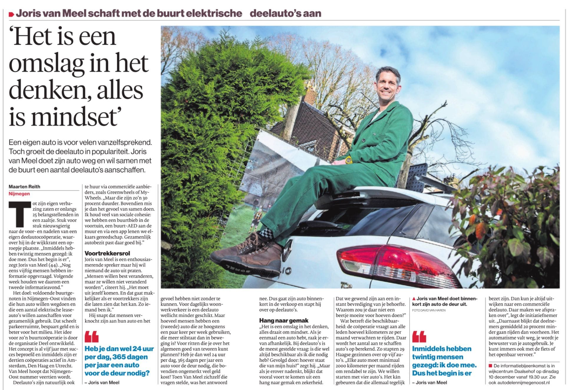 Nu één Renault Clio, straks vier elektrische auto’s met twintig buren: ‘Alles draait om mindset’